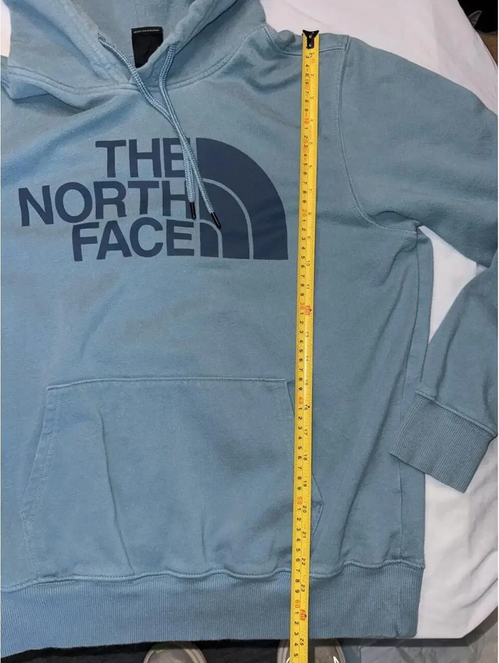 The North Face Men's Blue Hoodie logo sz M preppy cabin layer